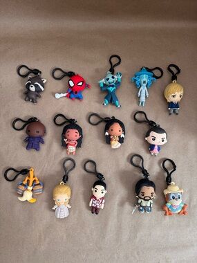 Lot of 14 Assorted 3D Foam Blind Box (opened) Bag Clips.